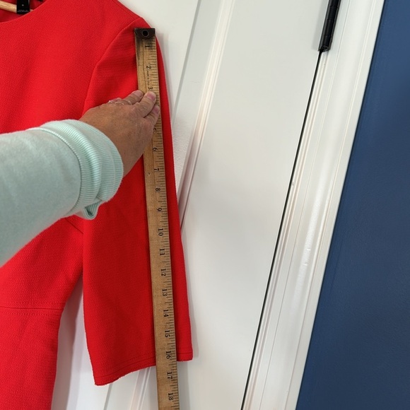 Soft red J. Crew Dress business casual size 8 3/4 sleeve Gold back zipper - Picture 3 of 8